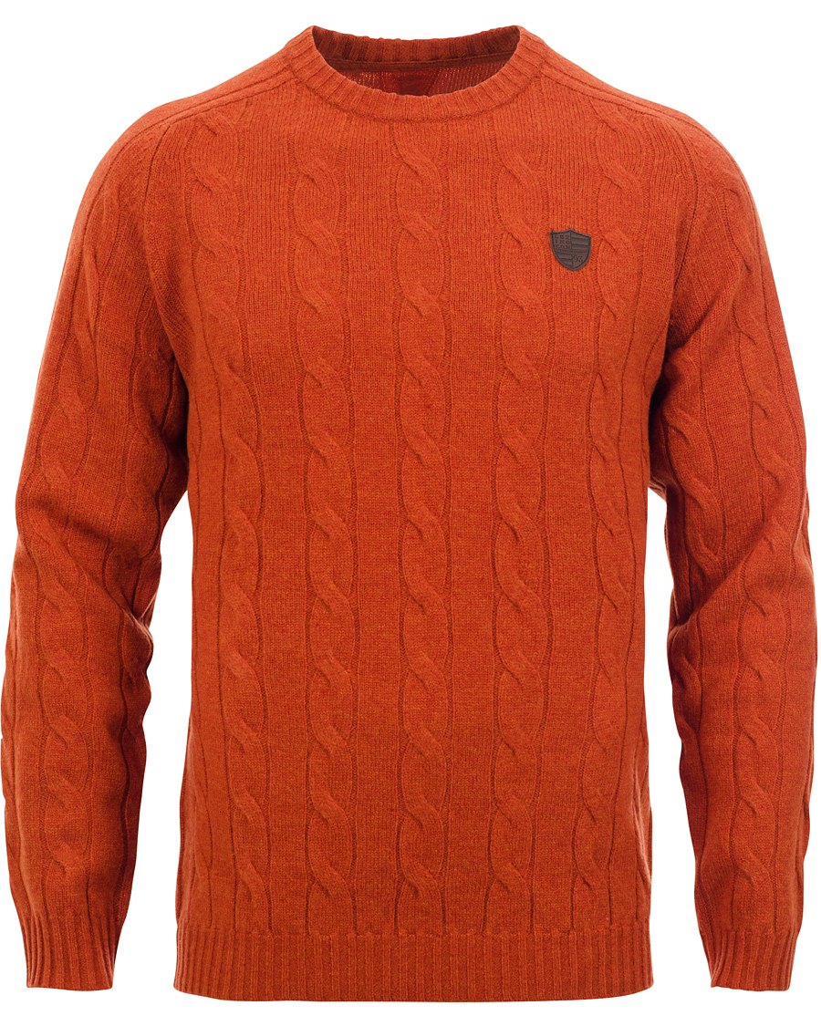 Men | Sweaters & Knitwear | Lexington | Andrew Cable Roundneck Orange Ketchup