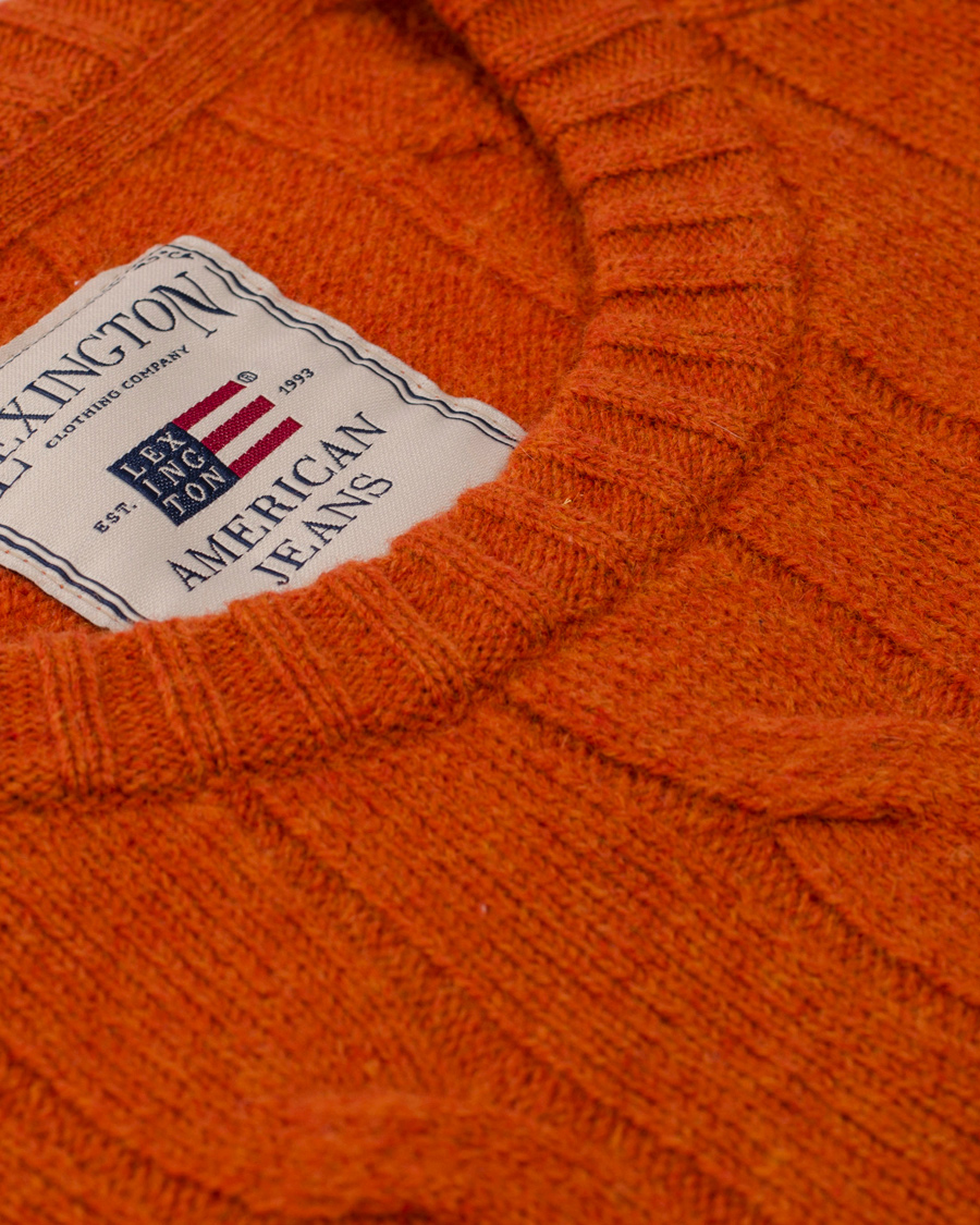Men | Sweaters & Knitwear | Lexington | Andrew Cable Roundneck Orange Ketchup