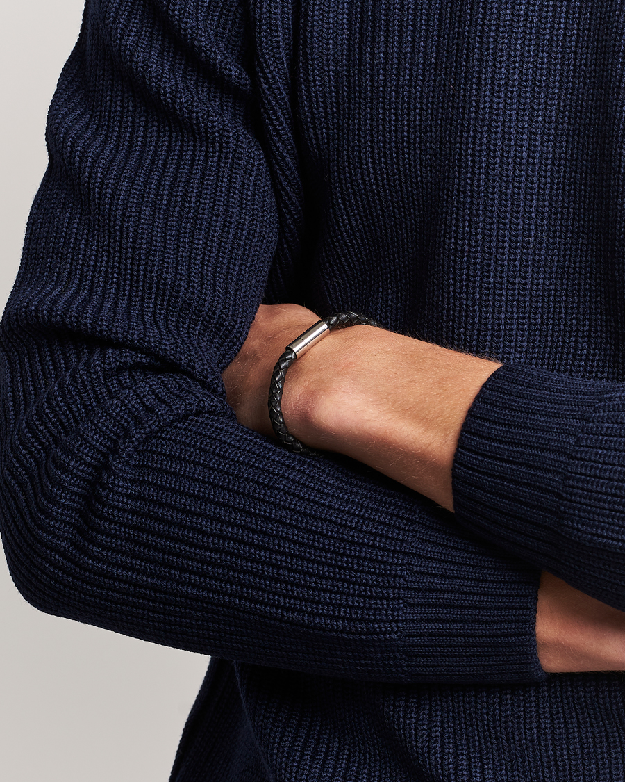 Men | Jewellery | Skultuna | One Row Leather Bracelet Black Steel