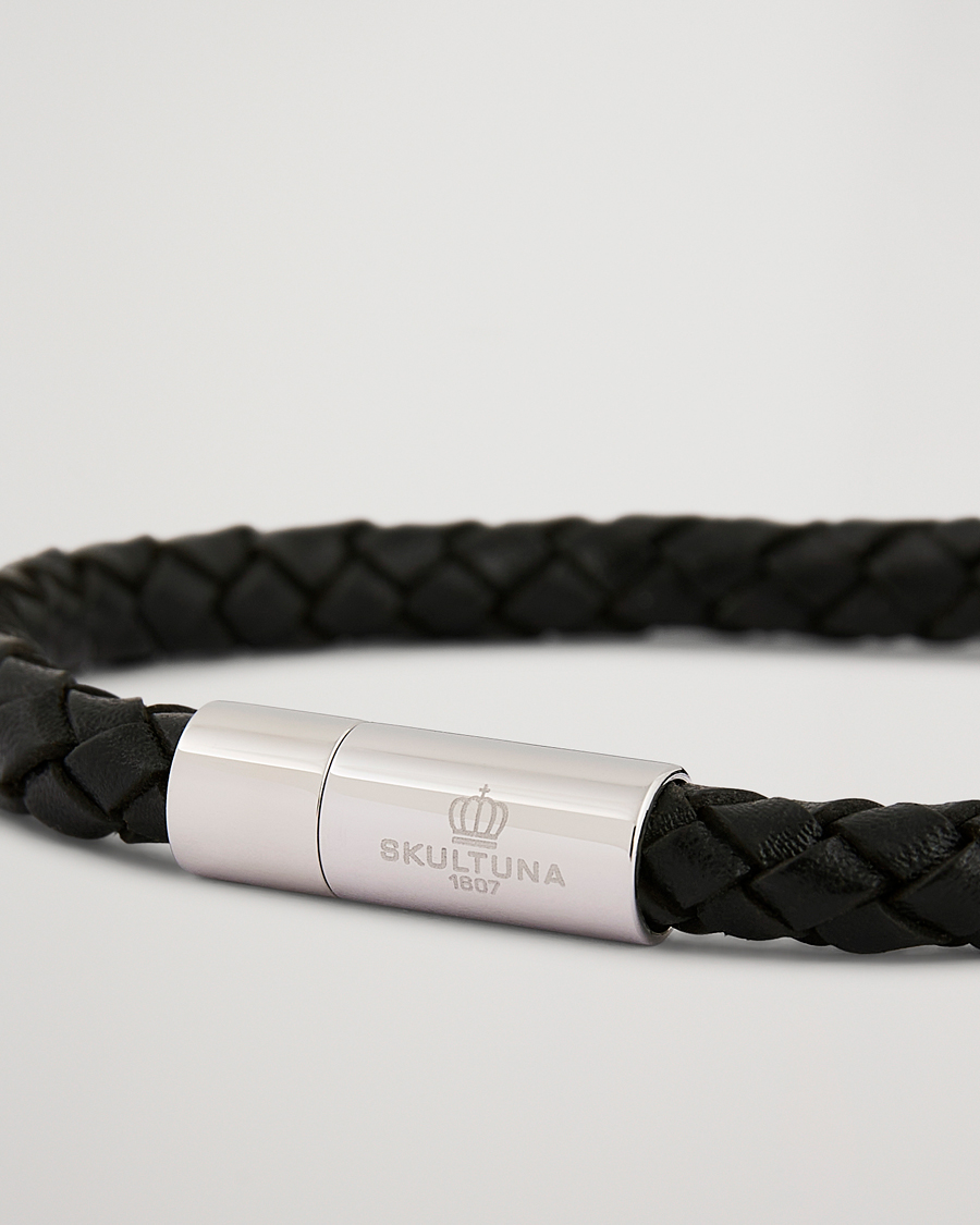 Men | Jewellery | Skultuna | One Row Leather Bracelet Black Steel