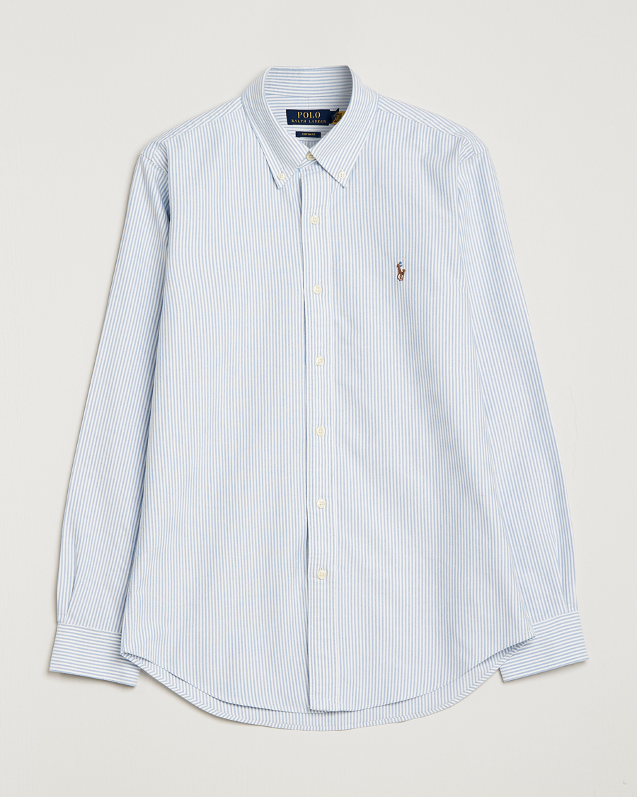 Men | Shirts | Polo Ralph Lauren | Custom Fit Oxford Shirt Stripes Blue