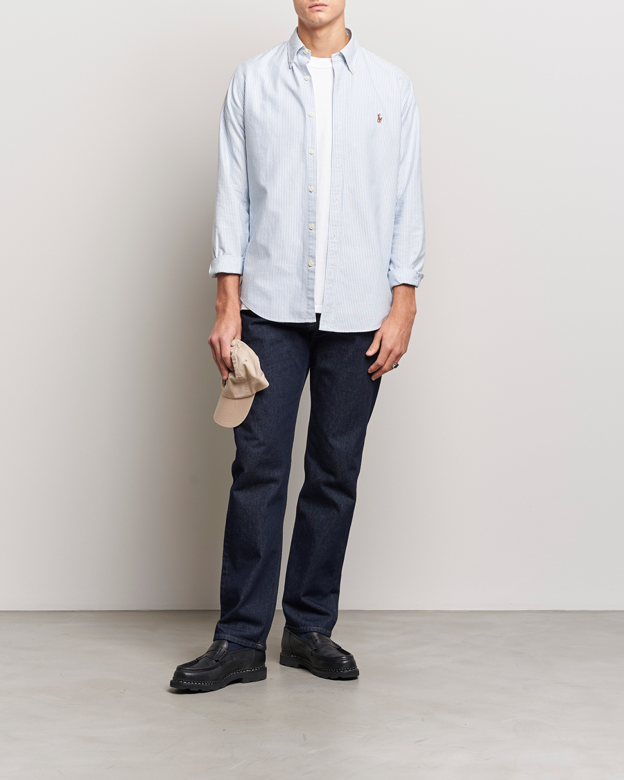 Men | Shirts | Polo Ralph Lauren | Custom Fit Oxford Shirt Stripes Blue