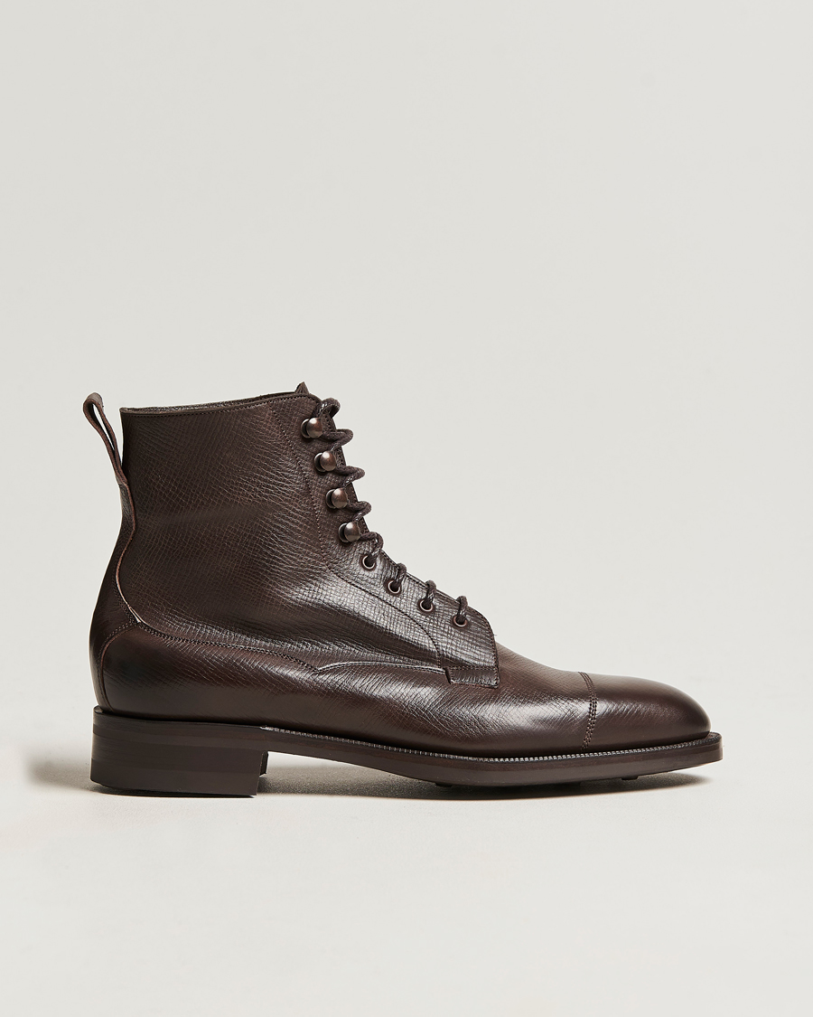 Men | Boots | Edward Green | Galway Grained Boot Dark Brown Utah Calf