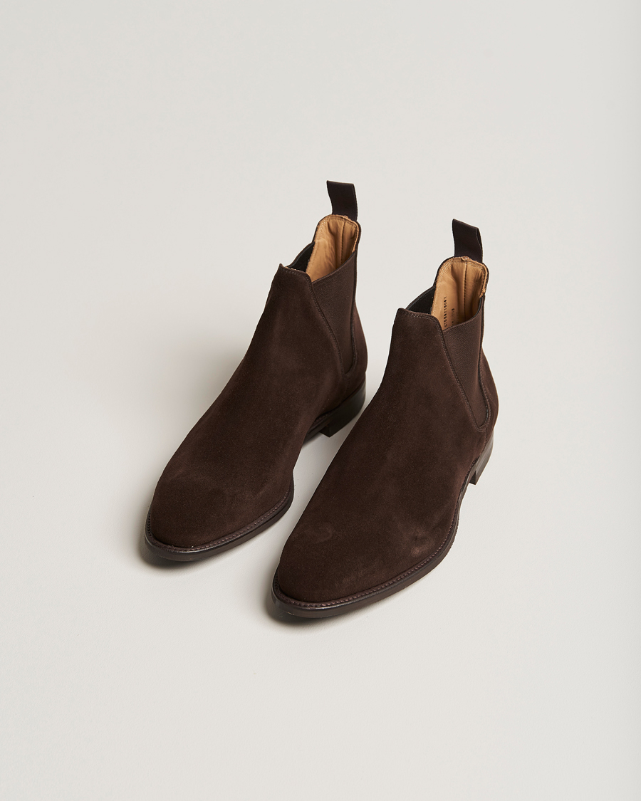 Men | Boots | Crockett & Jones | Chelsea 8 Boot Dark Brown Suede