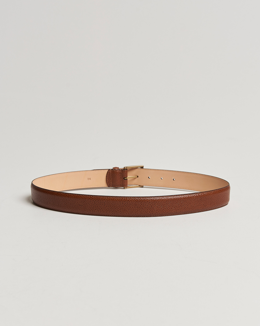 Men | Belts | Crockett & Jones | Belt 3,5 cm Tan Grained Calf