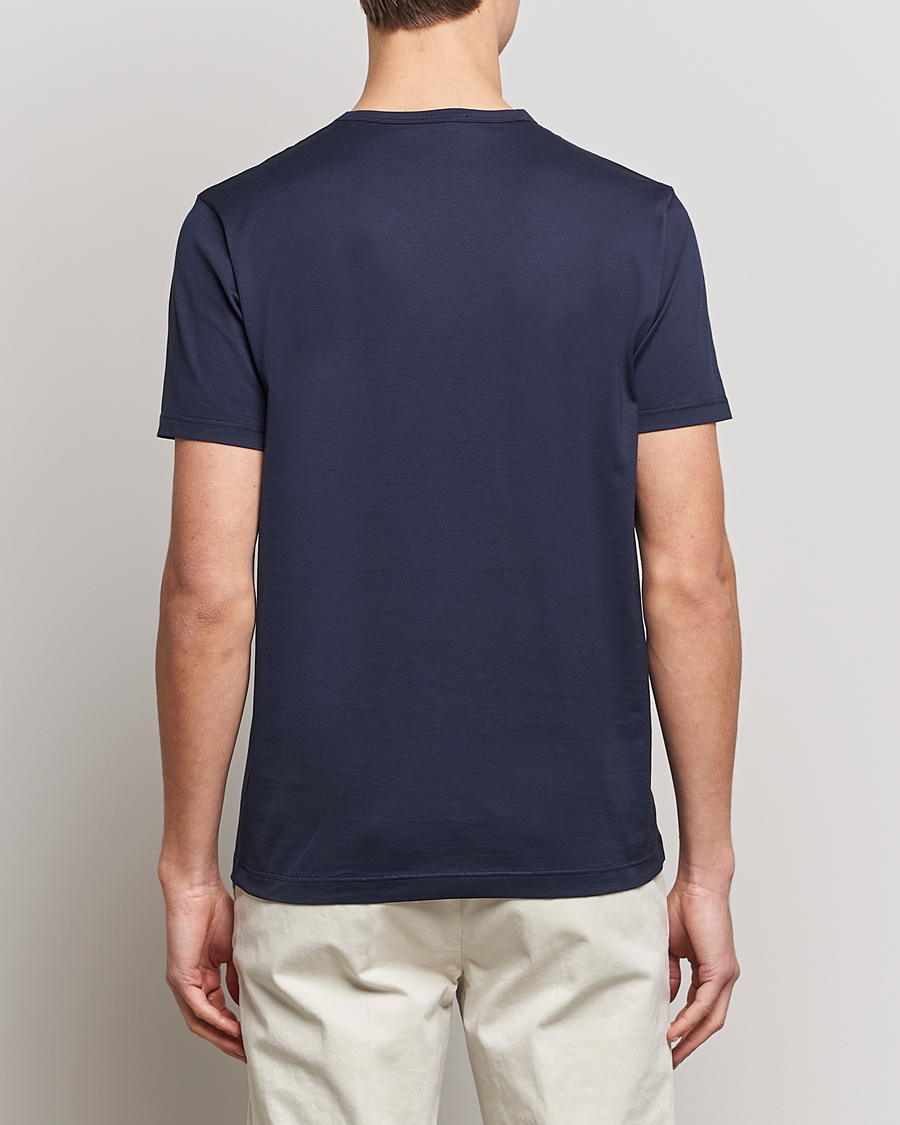 Men | T-Shirts | Sunspel | Crew Neck Q82 Cotton T-Shirt Navy