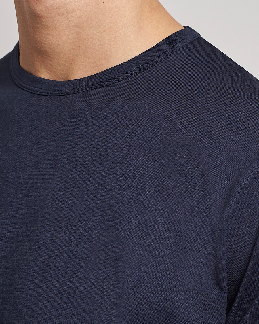 Men | T-Shirts | Sunspel | Crew Neck Q82 Cotton T-Shirt Navy