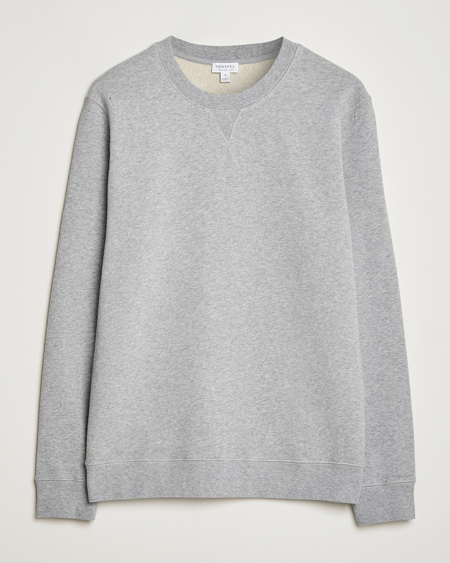 Men | Sweaters & Knitwear | Sunspel | Loopback Sweatshirt Grey Melange