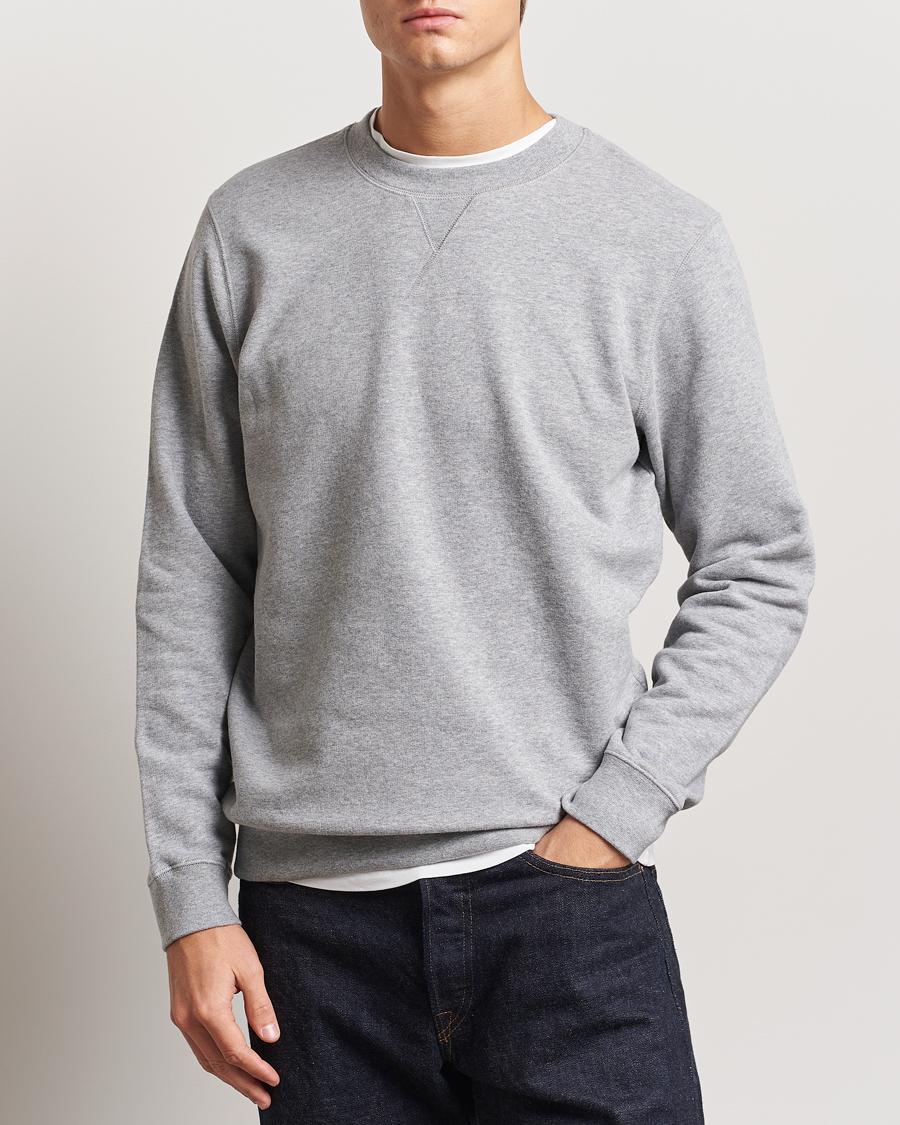 Men | Sweaters & Knitwear | Sunspel | Loopback Sweatshirt Grey Melange
