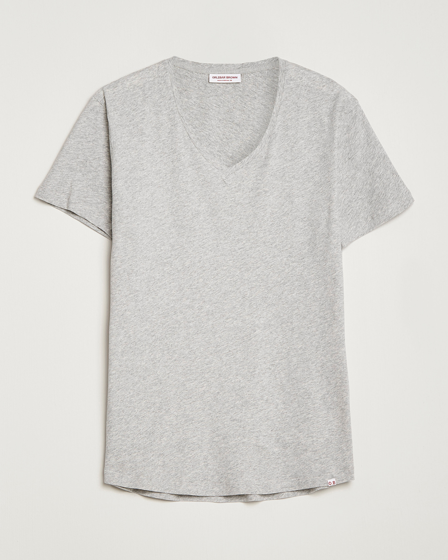 Men | T-Shirts | Orlebar Brown | OB V-Neck Tee Grey Melange