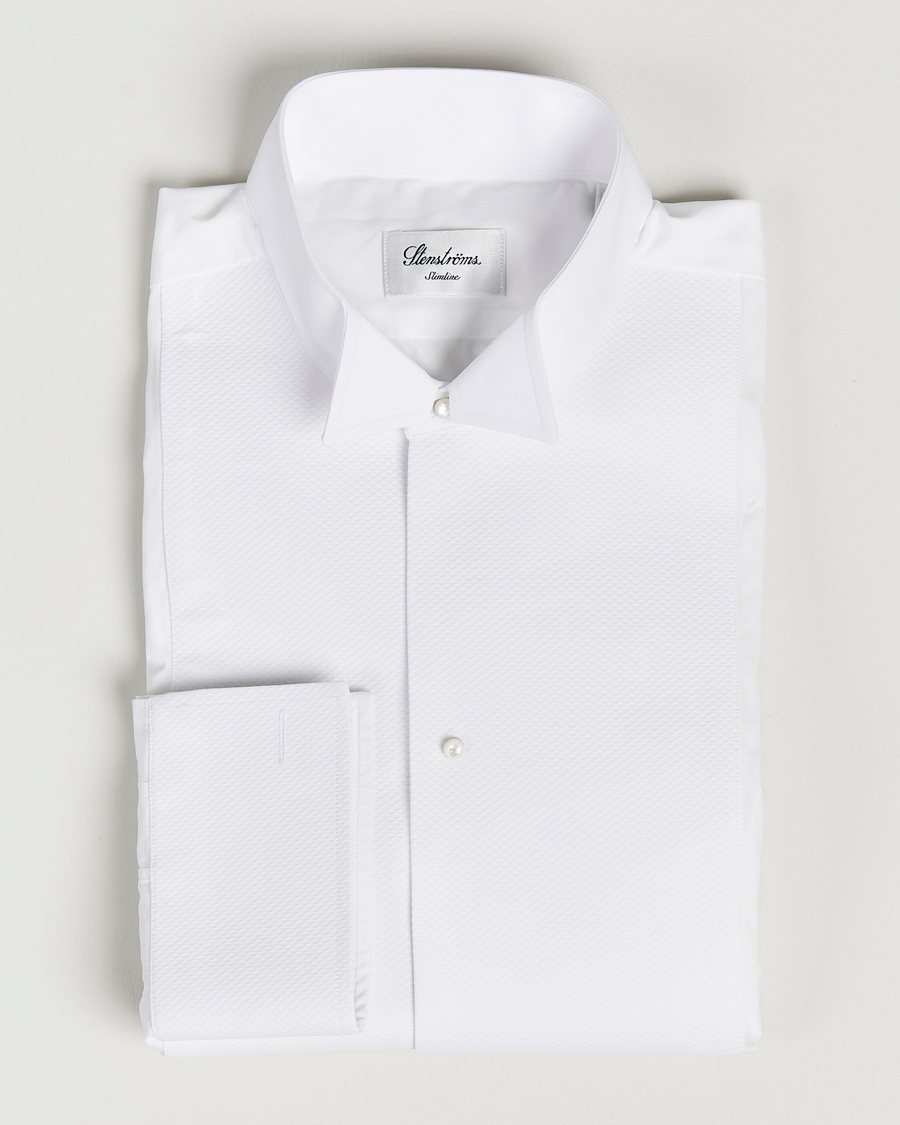 Men | Shirts | Stenströms | Slimline Astoria Stand Up Collar Evening Shirt White 43 - XL