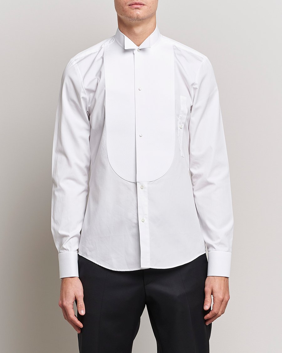 Men | Shirts | Stenströms | Slimline Astoria Stand Up Collar Evening Shirt White