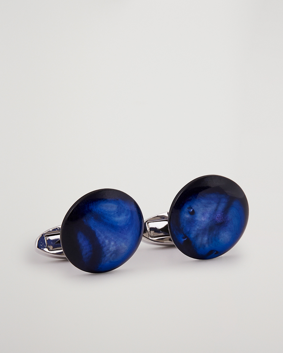 Men | Cufflinks | Stenströms | Mother of Pearl Cufflink Dark Blue