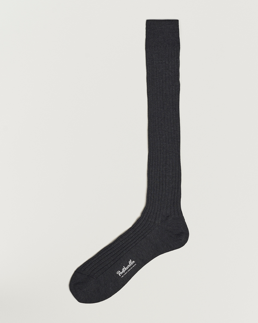 Men | Underwear & Socks | Pantherella | Vale Cotton Long Socks Dark Grey