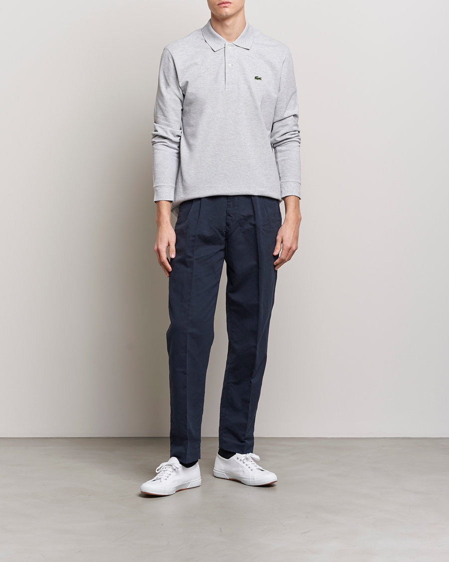 Men | Polo Shirts | Lacoste | Original Long Sleeve Polo Piké Silver Chine