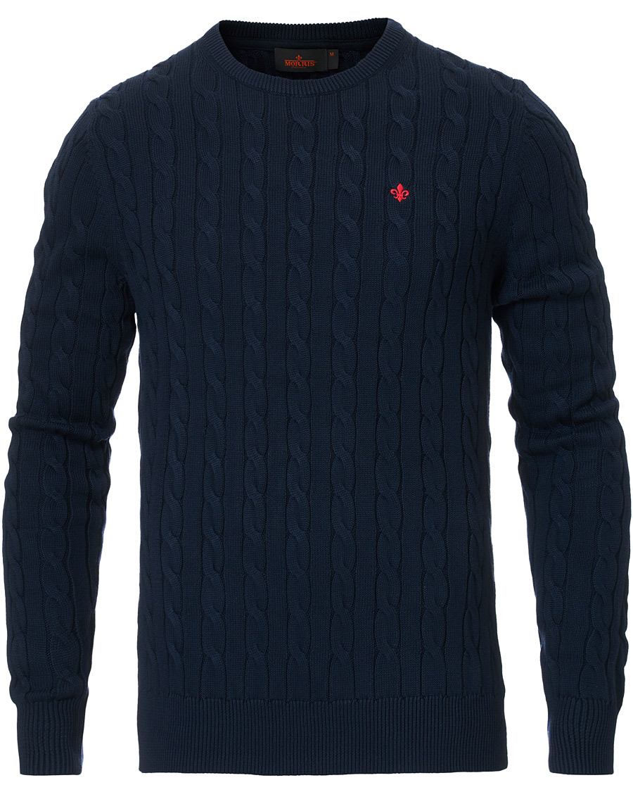 Men | Sweaters & Knitwear | Morris | Pima Cotton Cable Navy