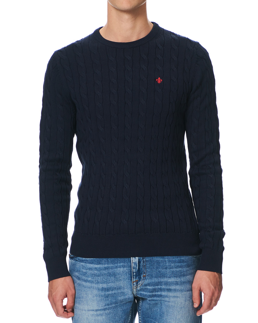 Men | Sweaters & Knitwear | Morris | Pima Cotton Cable Navy