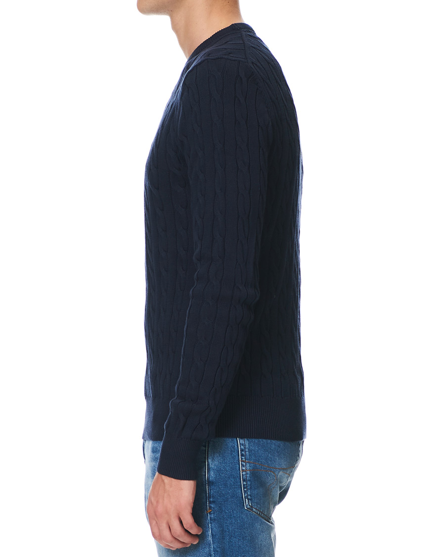 Men | Sweaters & Knitwear | Morris | Pima Cotton Cable Navy