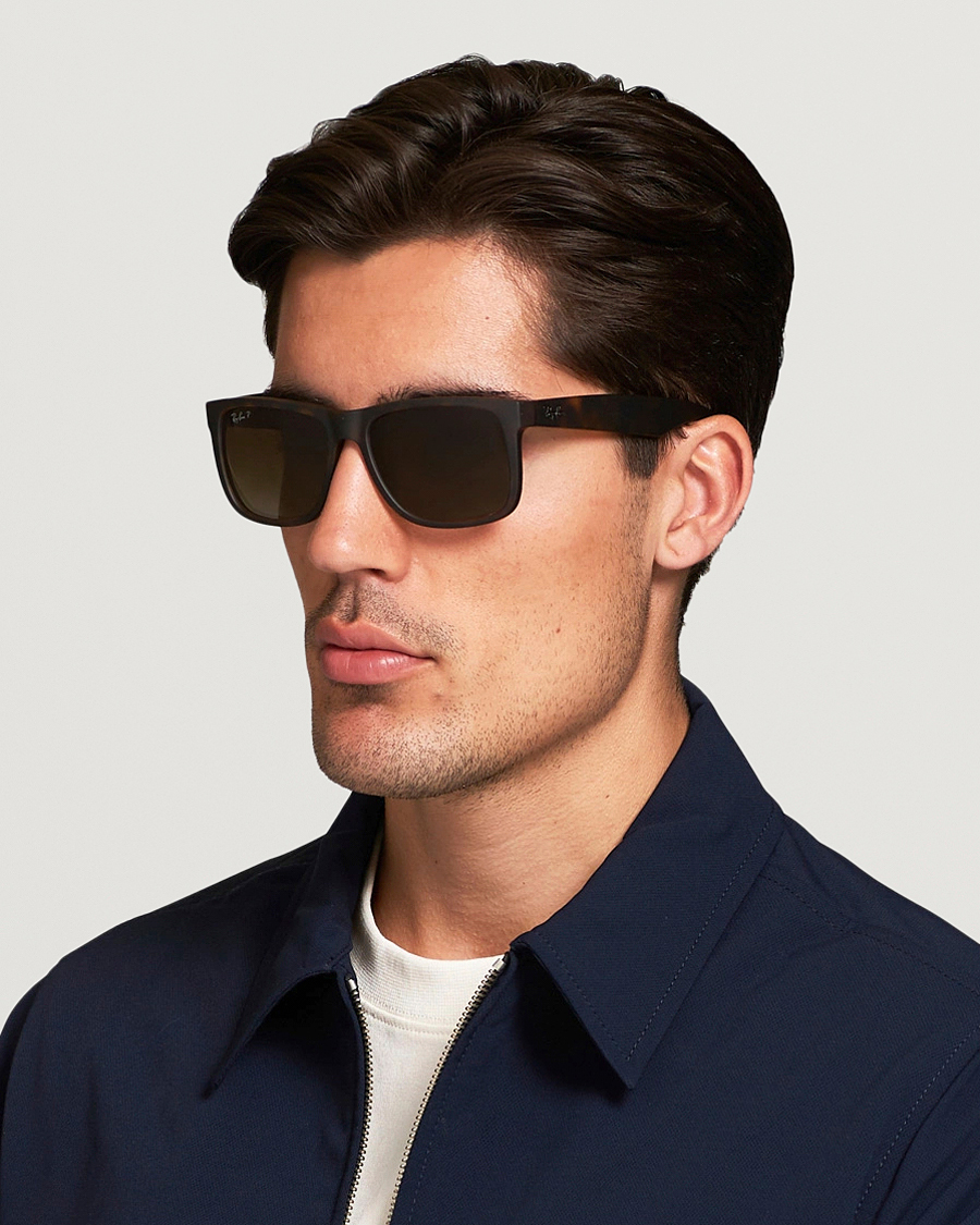 Men | Sunglasses | Ray-Ban | 0RB4165 Justin Polarized Wayfarer Sunglasses Havana/Brown
