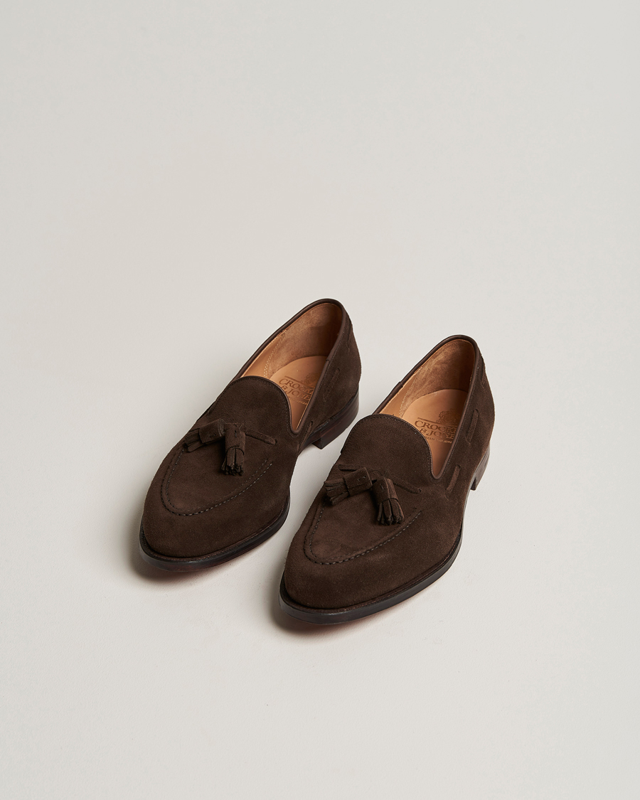 Men | Loafers | Crockett & Jones | Cavendish Tassel Loafer Dark Brown Suede