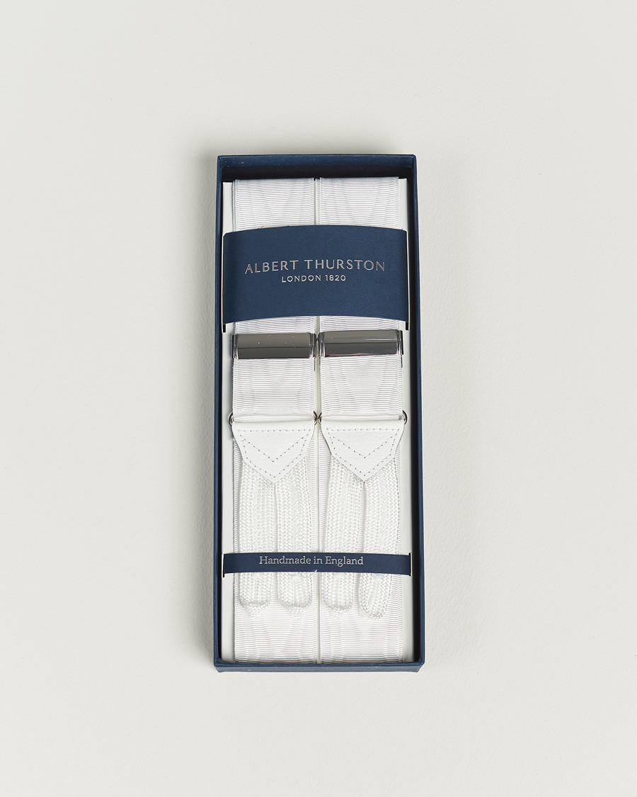 Men | Albert Thurston Moiré Braces 40mm White | Albert Thurston | Moiré Braces 40mm White