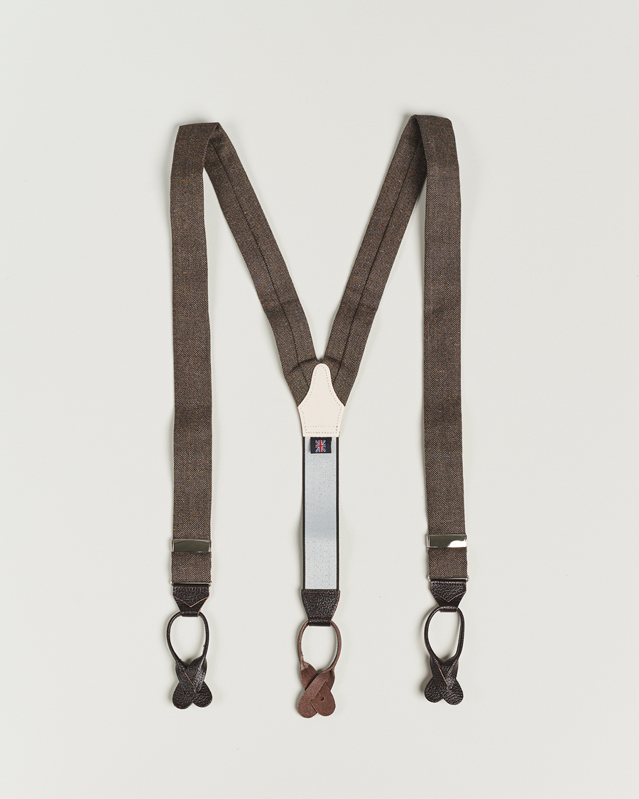 Men | Braces | Albert Thurston | Donegal Tweed Braces 40mm Dark Brown