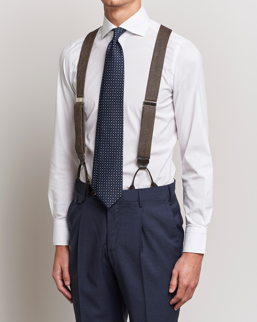 Men | Braces | Albert Thurston | Donegal Tweed Braces 40mm Dark Brown