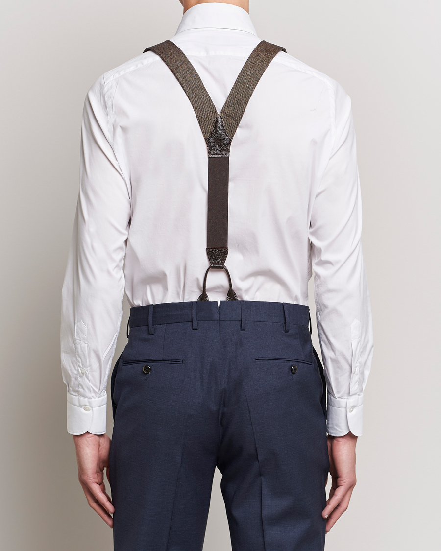 Men | Braces | Albert Thurston | Donegal Tweed Braces 40mm Dark Brown