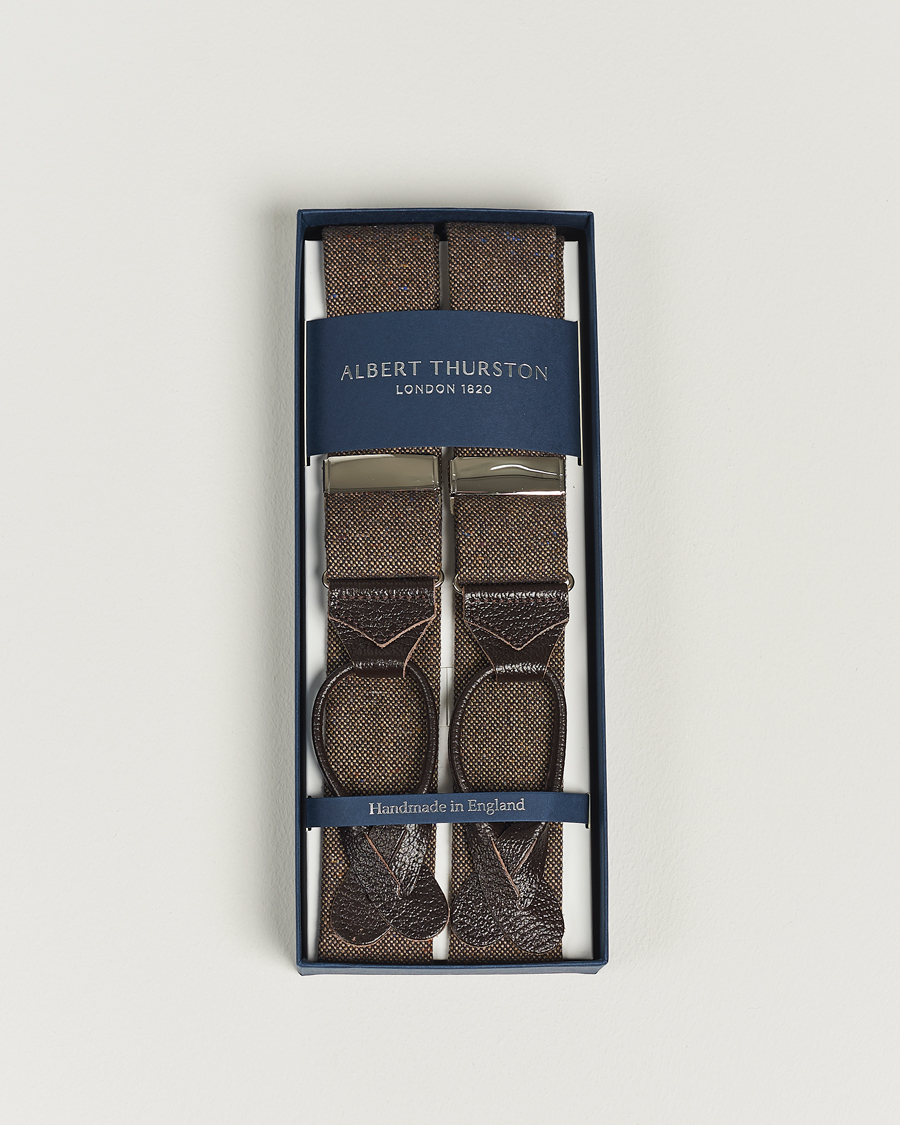 Men | Braces | Albert Thurston | Donegal Tweed Braces 40mm Dark Brown