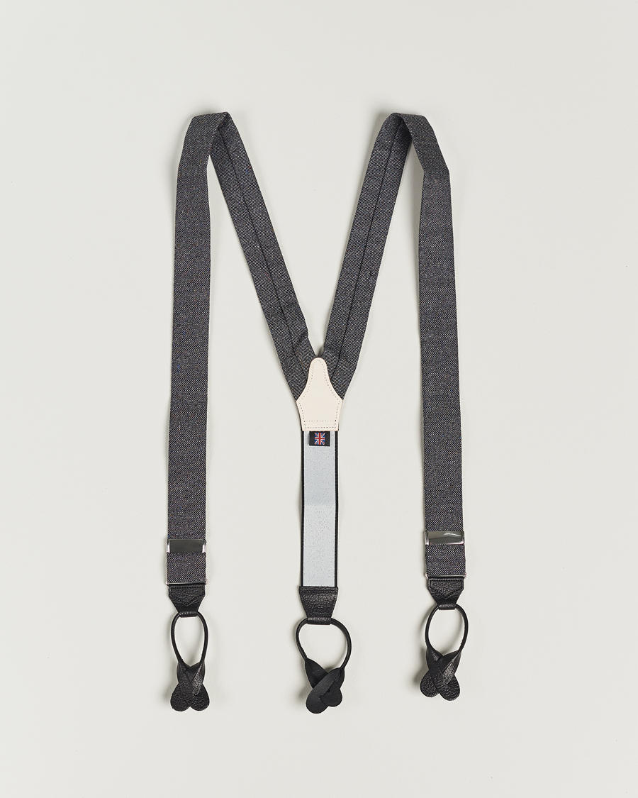 Men | Braces | Albert Thurston | Donegal Tweed Braces 40mm Dark Grey