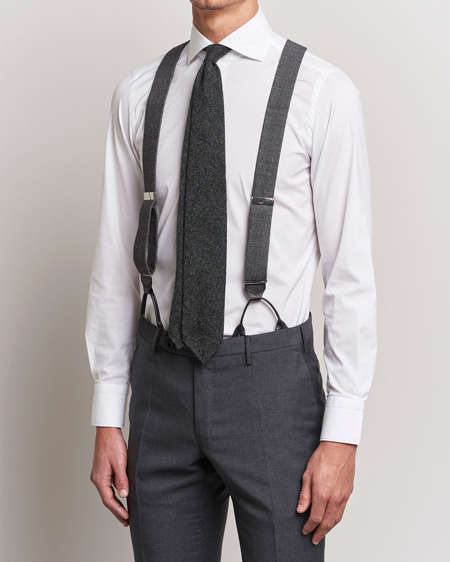 Men | Braces | Albert Thurston | Donegal Tweed Braces 40mm Dark Grey
