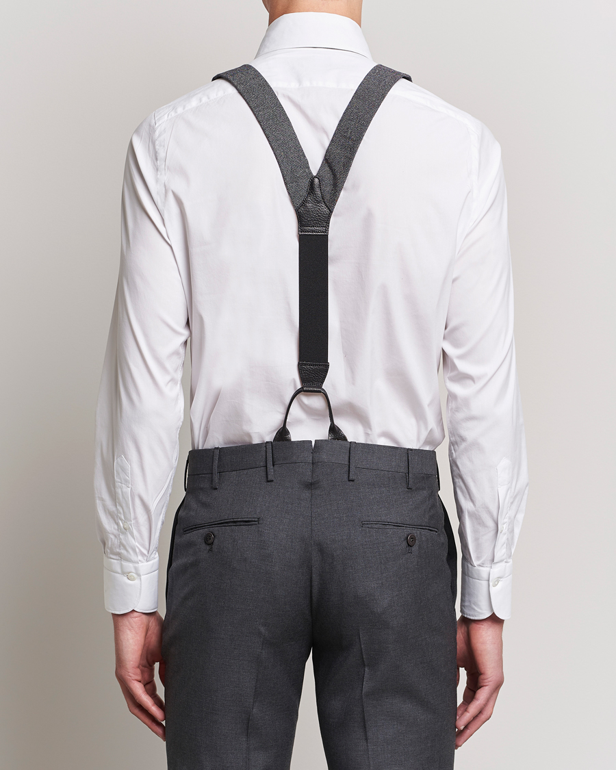 Men | Braces | Albert Thurston | Donegal Tweed Braces 40mm Dark Grey