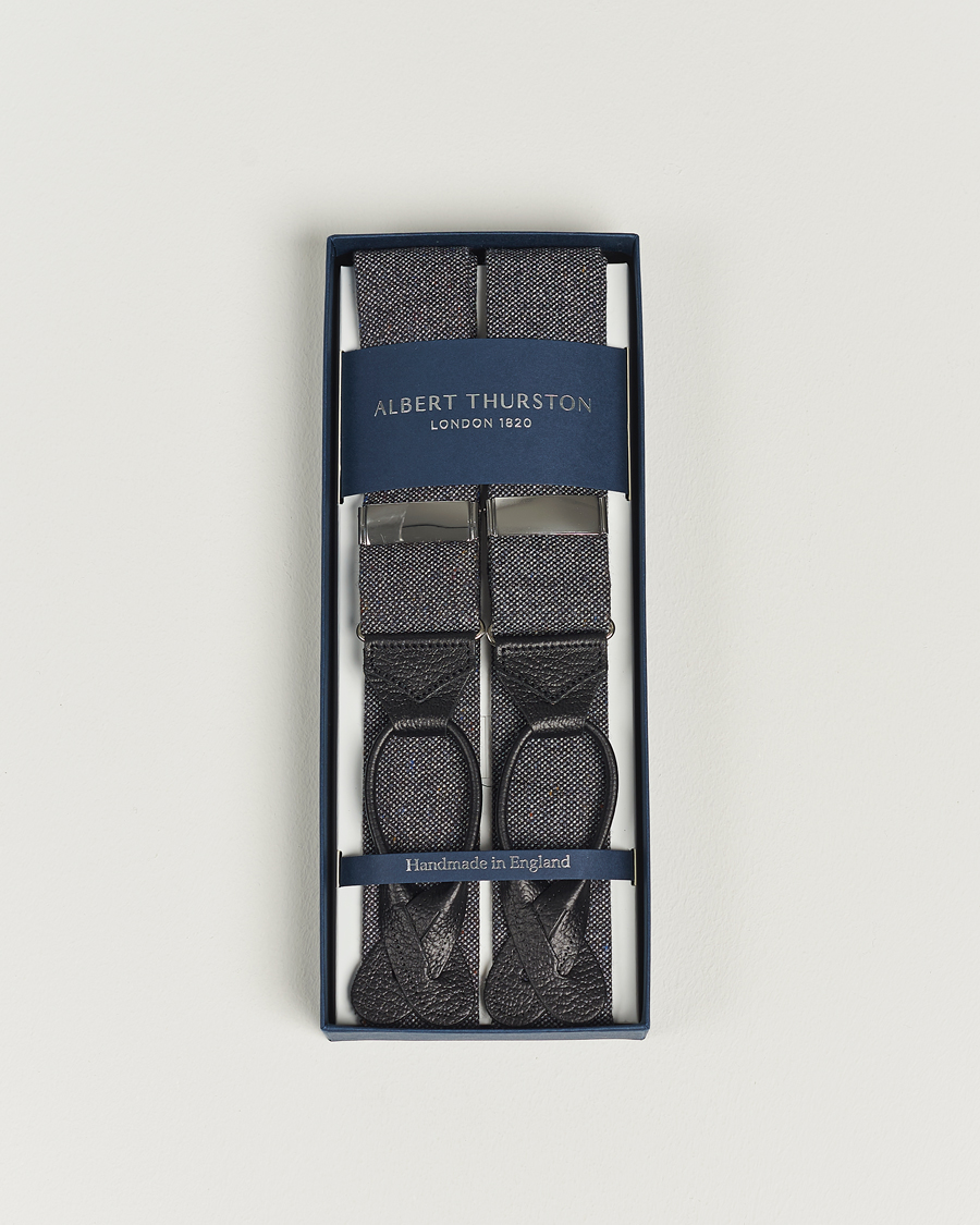 Men | Braces | Albert Thurston | Donegal Tweed Braces 40mm Dark Grey