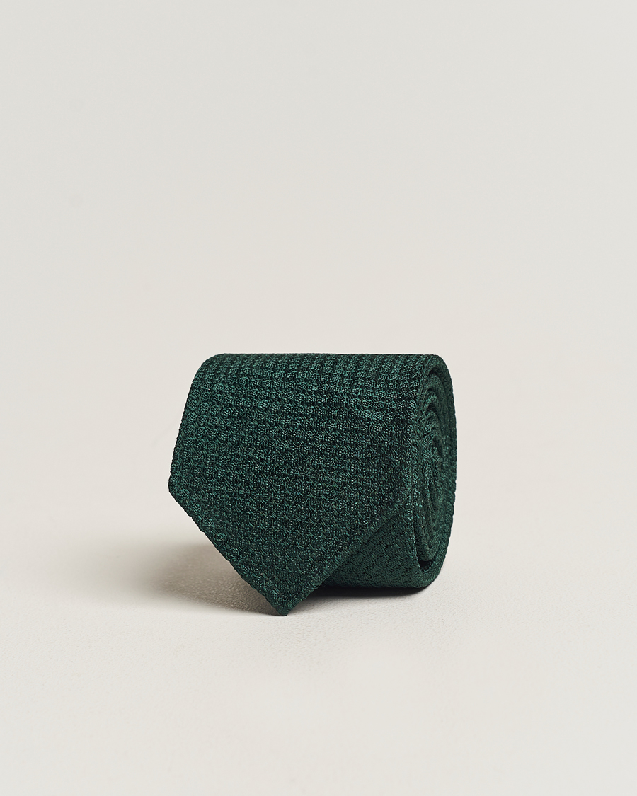 Men | Ties | Drake's | Large Knot Handrolled Grenadine Silk Tie Green