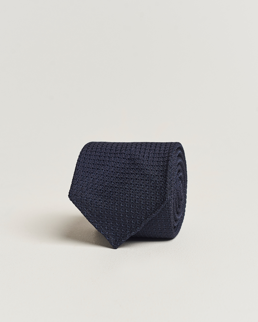 Men | Ties | Drake's | Drake'sLarge Knot Handrolled Grenadine Silk TieNavy