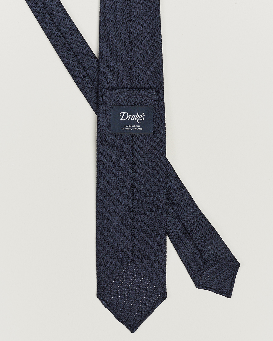 Men | Ties | Drake's | Drake'sLarge Knot Handrolled Grenadine Silk TieNavy