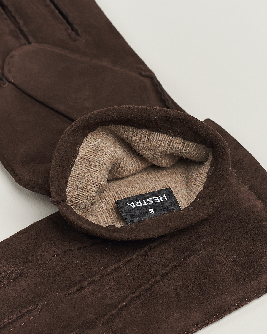 Men | Gloves | Hestra | Arthur Wool Lined Suede Glove Espresso
