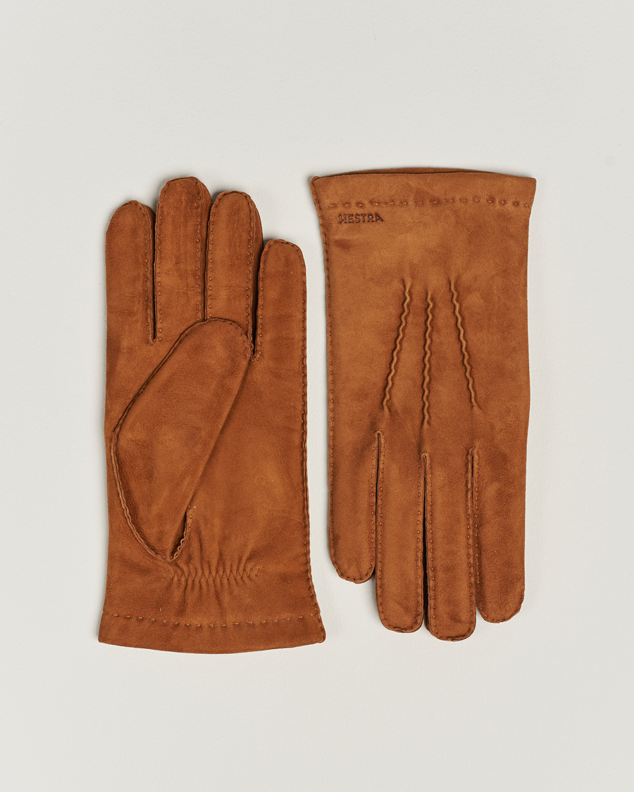 Men | Hestra Arthur Wool Lined Suede Glove Cognac | Hestra | Arthur Wool Lined Suede Glove Cognac