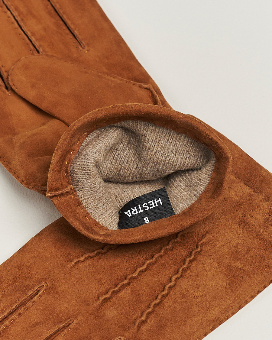 Men | Gloves | Hestra | Arthur Wool Lined Suede Glove Cognac