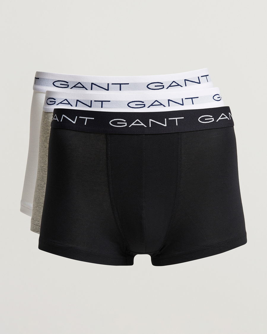 Men | Underwear & Socks | GANT | 3-Pack Trunk Boxer White/Black/Grey Melange