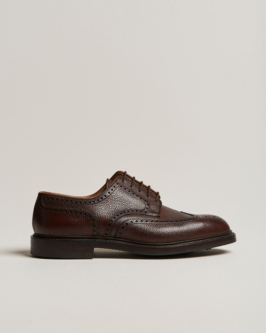 Men | Brogues | Crockett & Jones | Pembroke Derbys Dark Brown Grained Calf