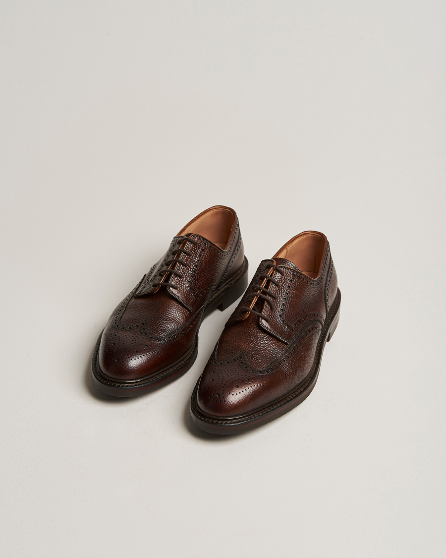 Men | Brogues | Crockett & Jones | Pembroke Derbys Dark Brown Grained Calf