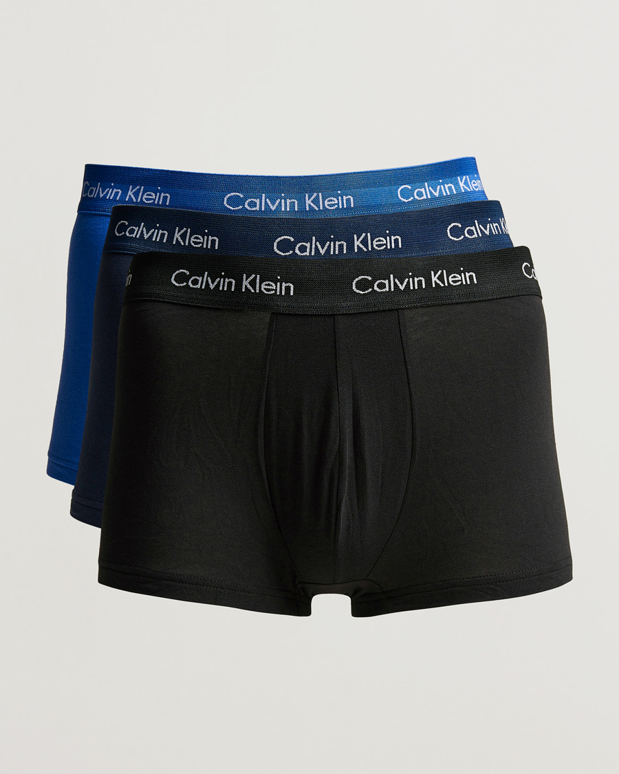 Men | Underwear & Socks | Calvin Klein | Cotton Stretch Low Rise Trunk 3-pack Blue/Black/Cobolt