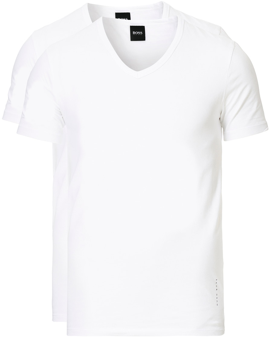 Men | T-Shirts | BOSS BLACK | BOSS 2-Pack V-Neck Slim Fit Tee White
