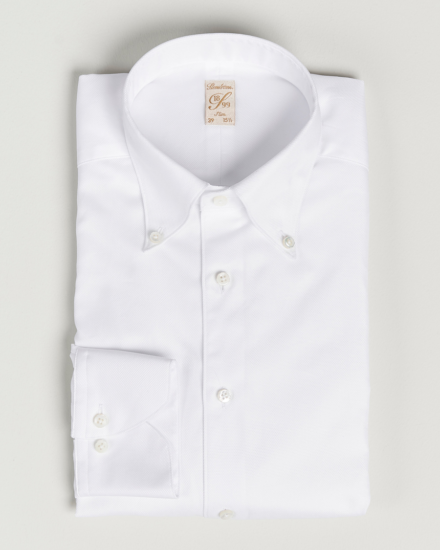 Men | Shirts | Stenströms | 1899 Slimline Supima Cotton Structure Shirt White