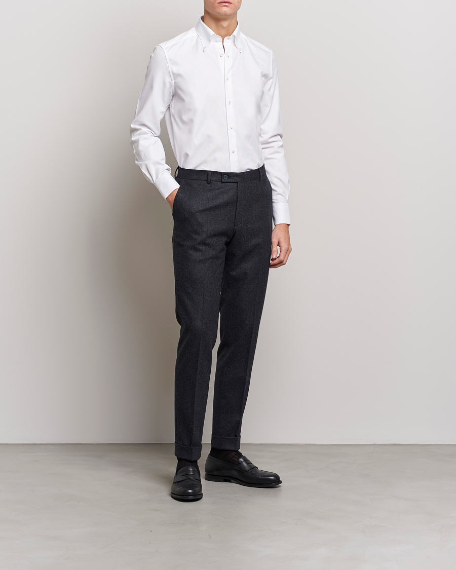 Men | Shirts | Stenströms | 1899 Slimline Supima Cotton Structure Shirt White