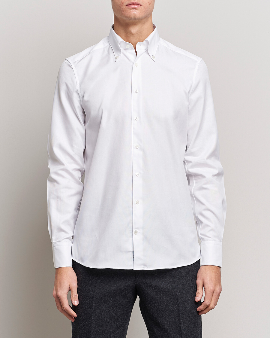 Men | Shirts | Stenströms | 1899 Slimline Supima Cotton Structure Shirt White