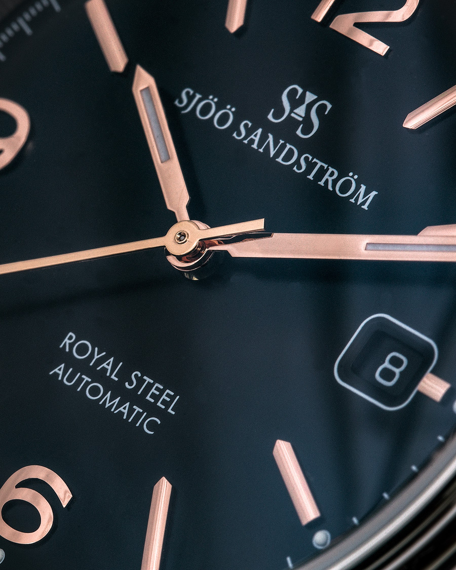 Men | Sjöö Sandström Royal Steel Classic 41mm Black and Black Alligator | Sjöö Sandström | Royal Steel Classic 41mm Black and Black Alligator