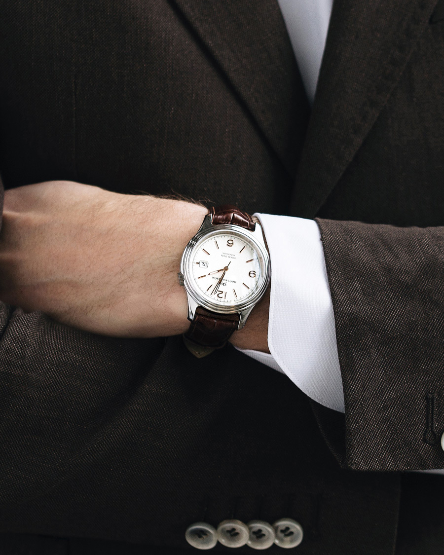 Men | Sjöö Sandström Royal Steel Classic 41mm Ivory and Brown Alligator | Sjöö Sandström | Royal Steel Classic 41mm Ivory and Brown Alligator