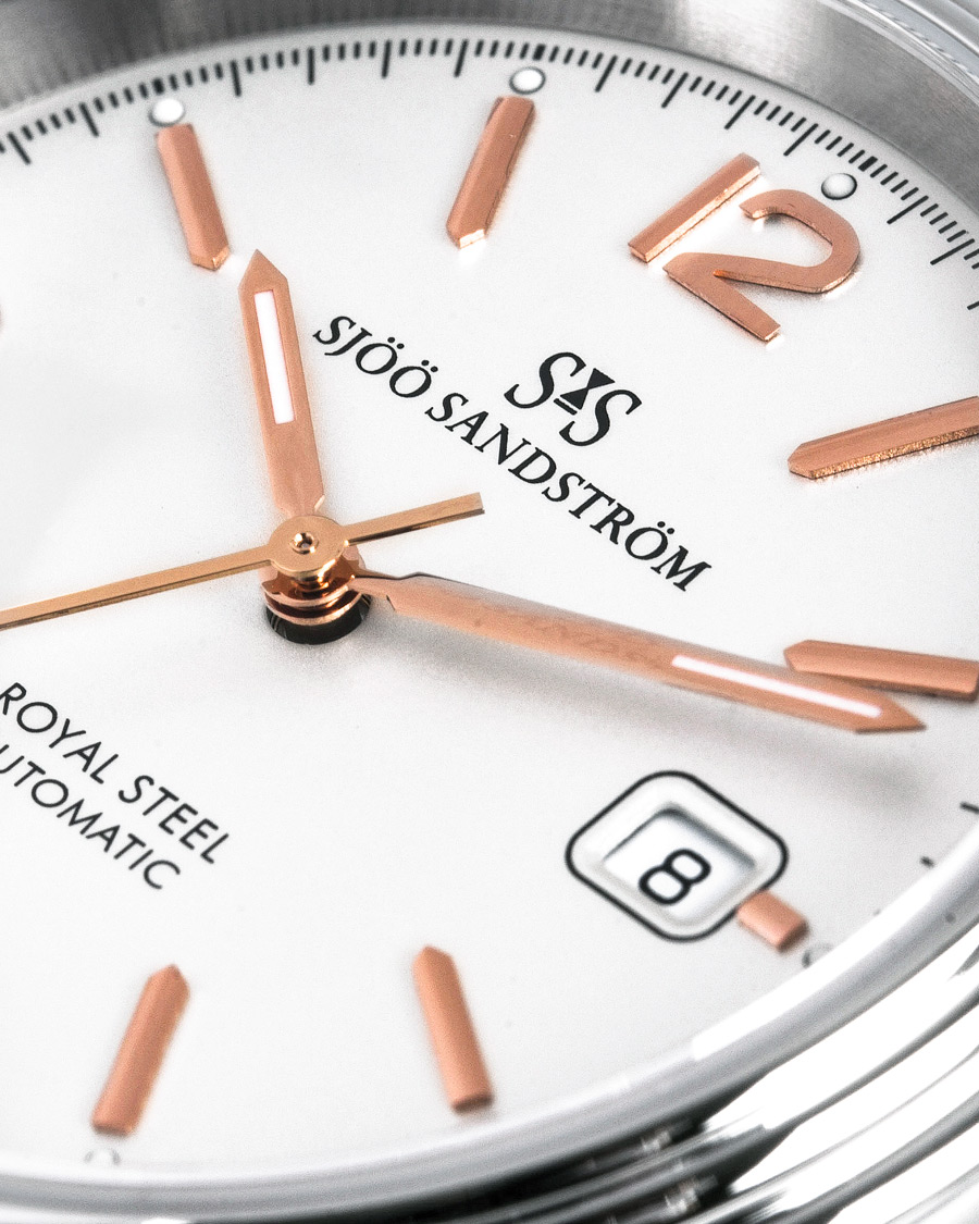 Men | Sjöö Sandström Royal Steel Classic 41mm Ivory and Brown Alligator | Sjöö Sandström | Royal Steel Classic 41mm Ivory and Brown Alligator